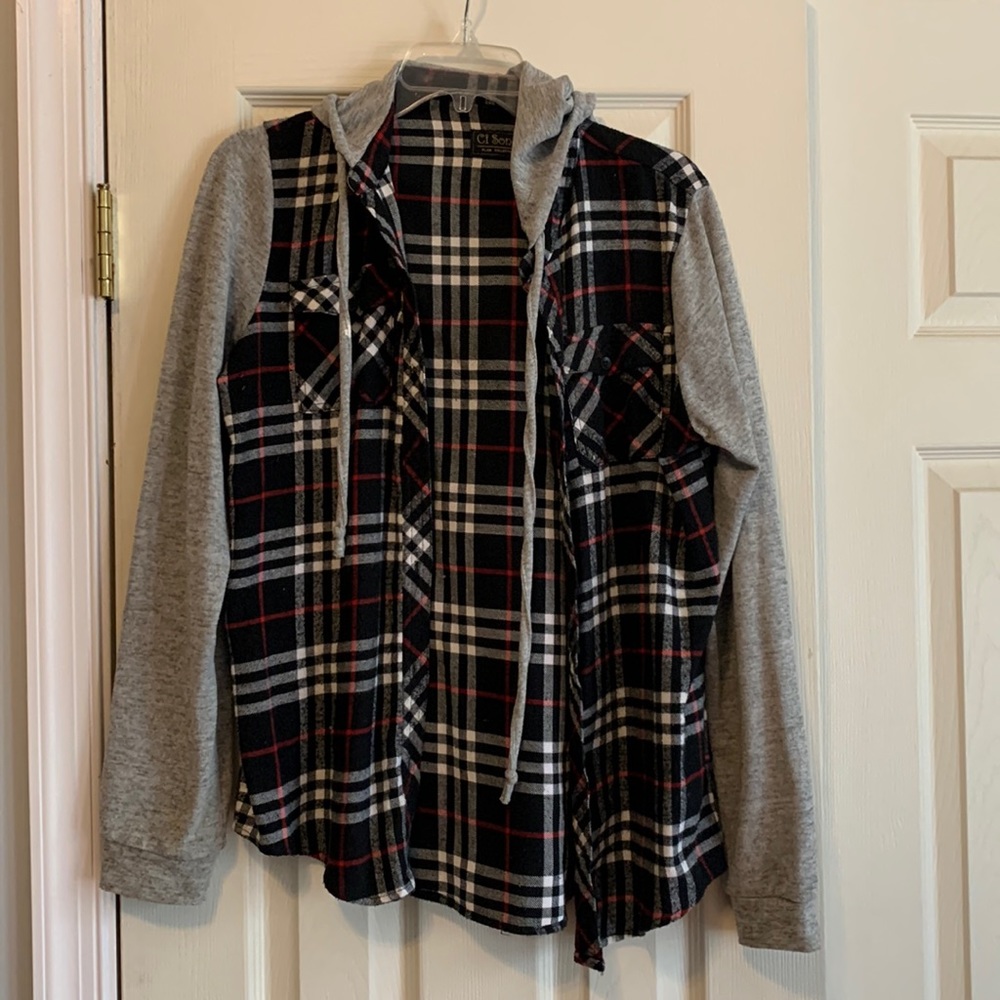 Lightweight plaid hoodie